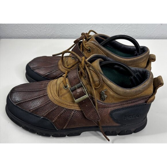 VTG Polo Ralph Lauren Sz 13 D Men Dover III Brown Leather Sturdy Duck Boots GUC - Picture 4 of 7